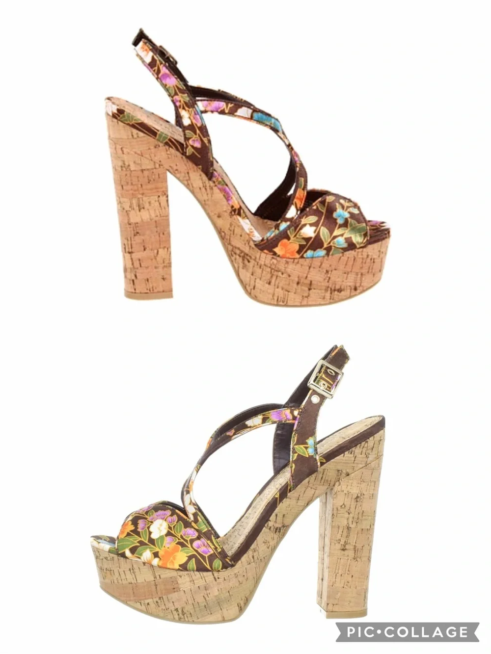Chinese Laundry Party Time Cork Platform Block Heel in Floral Kimono | Size 6